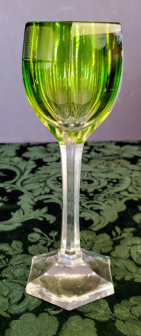 Moser Koloman Rare Fine Wineglass Bohemia Meyr&rsquo;s Neffe, Paneled Crystal C. 1900