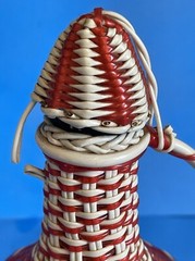 Vintage 60&rsquo;s Wine Decanter Plastic Wicker Wrapped Bottle Made in SPAIN