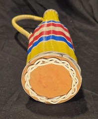 Vintage Viresa Plastic Wicker Wrapped Wine Bottle Carafe MCM Retro Tiki Barware