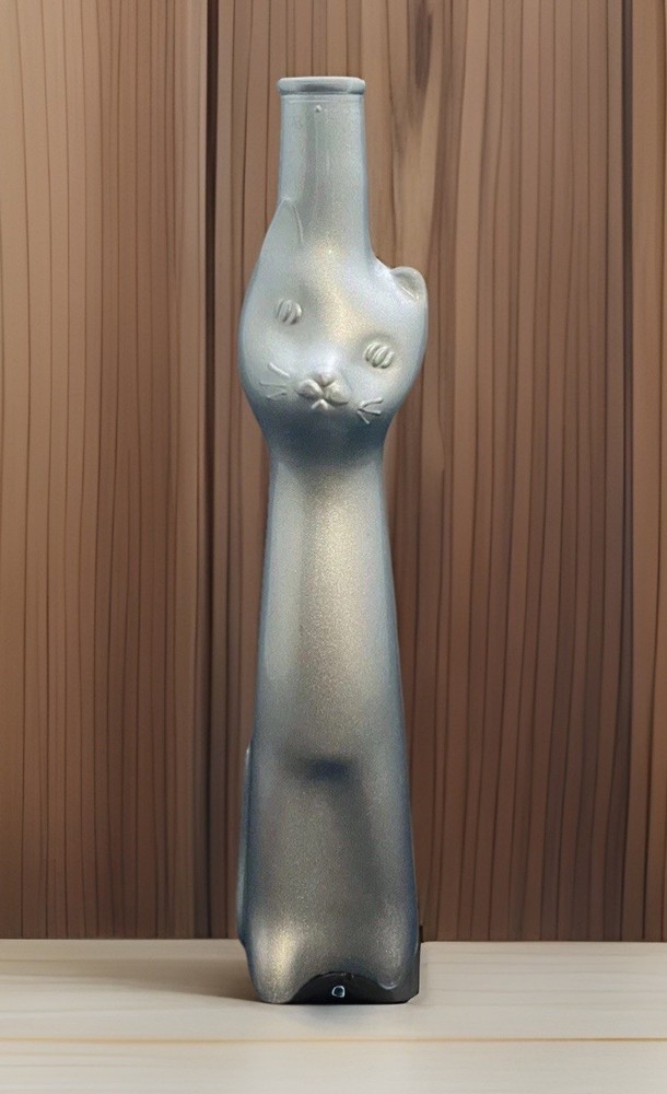 Rheinhessen Riesling Germany Metallic SILVER Happy Cat Empty 500ml Wine Bottle