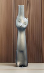 Rheinhessen Riesling Germany Metallic SILVER Happy Cat Empty 500ml Wine Bottle