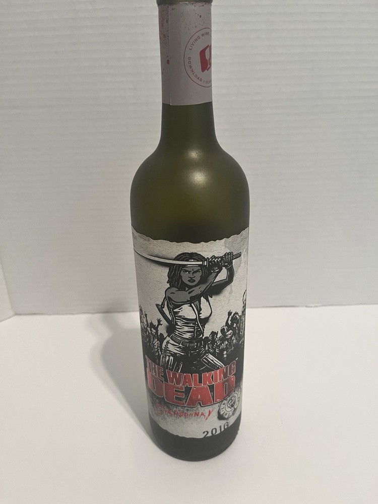 RARE The Walking Dead EMPTY Wine Bottle Michonne 2016 Chardonnay LIVING LABELS