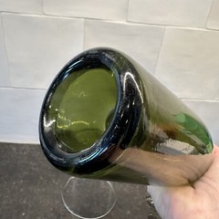 VTG Green Glass Blown Wine Champagne Bottle Kick-up Base Applied Lip 9 7/8&Prime;