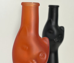 Mosel-Riesling Cat Glass Wine Bottles Orange Frosted & Black Opaque Empty 13&Prime;