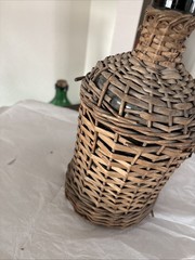 Vintage Demijohn Wicker Wine Bottle 12” Tall
