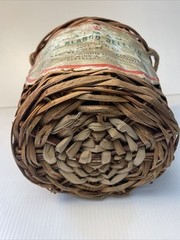 Vtg Wicker Wrapped Demijohn Label DALMAU Spain Green Glass Wine Bottle 13” tall