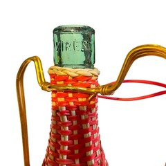 MCM Viresa Plastic Woven Wicker Wine Bottle Jug with Double Handle Empty