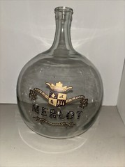 Antique French Blown Glass Gallon MERLOT Bottle Wine Large 13” See Discription