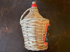 Vtg Wine Bottle Wrapped In Wicker 1/2 Gallon Green Glass Marbella Collectible