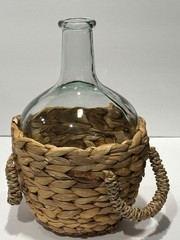 Vintage Wicker Wrapped 10.75&Prime; Demijohn Glass Wine Bottle
