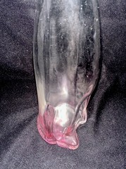13” Happy Cat Mosell? Pink Gradient Wine Bottle Flower Vase Clear EUC No Label