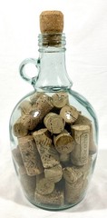 Vintage 1.5 Liter Glass Wine Jug Filled With Corks