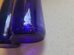 Set/2 Tall Long Neck 12.75&Prime;×3&Prime; Cobalt Blue Blown Elegant Glass Wine Bottles NEW