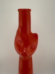 Red Happy Cat Glass Wine Bottle 13 in. Collection Fun Cats! 🐱