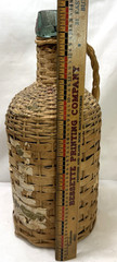 VTG Wicker Covered Demijohn Liquor Bottle Original Partial Spanish Label Mexico