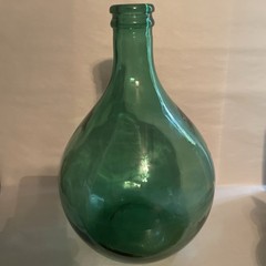 Vintage Large Italian Green Glass Demijohn (Dame Jeanne) Bottle 13-1/2”T 8-1/2”W