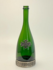 Vintage Segura Viudas Empty Green Empty Wine Bottle Pewter Vines Grapes & Base.