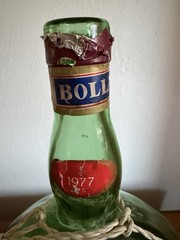 Vtg 1977 Bolla Valpolicella 1L Green Glass Wine Bottle Wicker/Raffia Wrapped
