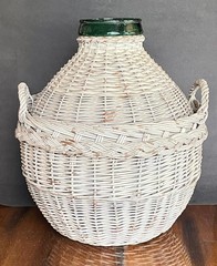 Vtg VIRESA CARBOY Bottle Wicker 5-Gal. Glass Demijohn 16½ » Jug 10½ lb Wine Beer
