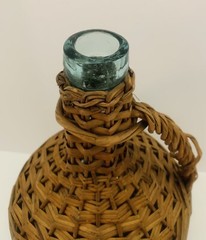 Wicker Wrapped Clear Glass Bottle 13&Prime;