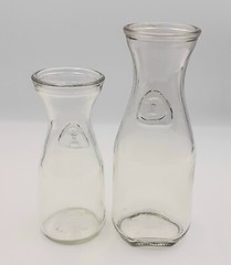 Vintage Paul Masson Embossed Since 1852 Glass Wine Carafes Set Of 2