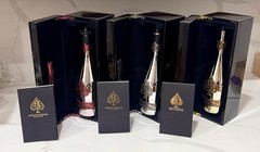ACE OF SPADES Armand de Brignac 3 Empty Champagne Bottle & Box Pink Silver Gold
