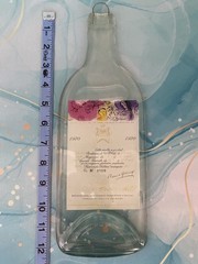 handcrafted decorative item made from recycled Mouton Rothschild wine bottle