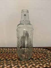 Vintage Half Gallon Wine Bottle Jug Clear Grapes & Leaves
