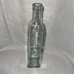 Vintage 50 mm Glass Wine Bottle Tall Aqua Clear Green Collectible Square Bottle