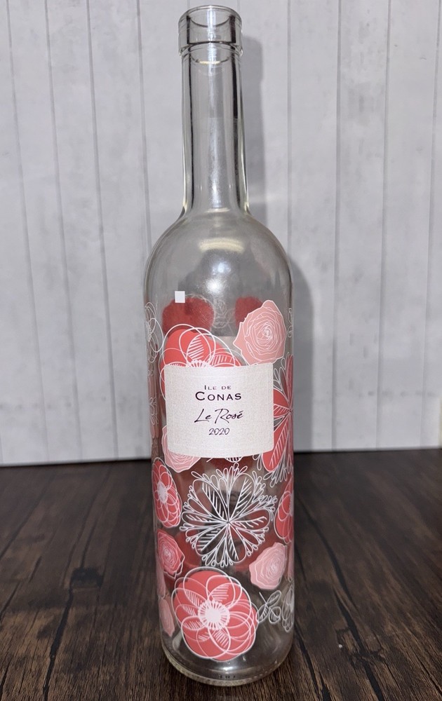 Le Rose Decorative Wine Bottle Pink Floral Glass Stopper French Without Top