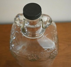 Antique Glass Wine Jug Grape Embossed One Gallon Art Deco Ball Glass Maker w Cap