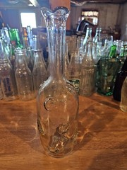 Unique 1957 Clear Wine Bottle/Decanter w 11 Raised Dimpled Circles, 24oz., NICE!