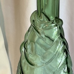 1960-70s Vintage Green Glass Italian Fish Shaped Wine Bottle Decanter w/Cork 13&Prime;