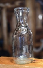 Vintage Paul Mason Caraf « Since 1852 » Clear Bottles Set of 1L and .5 L