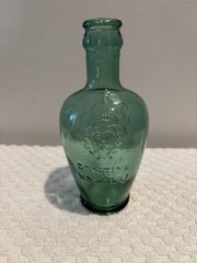 Vtg Cantine Vaselli Orvieto Clear Blue Green Wine Bottle 6&Prime; tall Orvieto