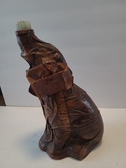 Vintage Vetropelle Brown Leather Wrapped Elephant Gold Chain Wine Bottle