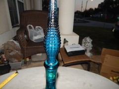 Vintage Blue Glass Genie Bottle Wine Bottle Decanter Italy Estate Find