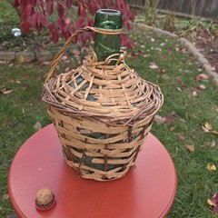 Vintage Sangria Wine Demijohn Jug Wrapped in Wicker Rattan Straw 1 Gallon Spain