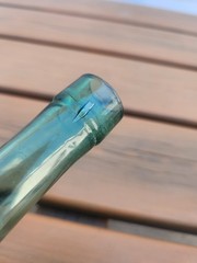 Hand Blown Green Glass Antique Tall Round Bottom Wine Liquor Bottle