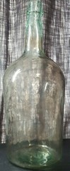 Antique Large Aqua Glass Wine Demijohn Bottle 15&Prime;x6&Prime;Big! Bubbles and Wavy Glass!