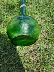 Very Old Huge GREEN MAZZONI WINE BOTTLE ITALIAN GLASS 44 INCHES TALL EUC