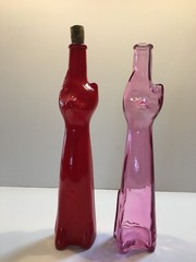 Happy Cat Moselland Cat Shaped Bottles Set of 2 Germany (Empty)