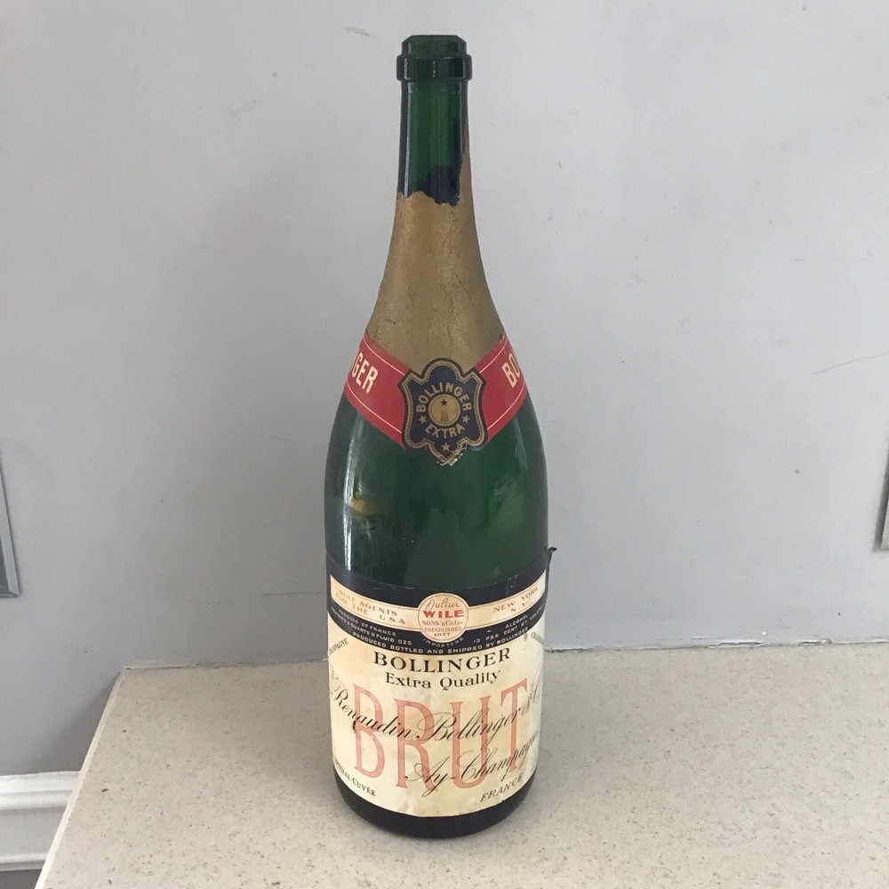 Empty 1961 Bollinger Brut Champagne Extra Quality Display Bottle 19” Tall