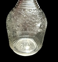 Vintage Knox Bottle Co 4/5 Quart Glass Wine Bottle Decanter 8” Grapes & Leaves