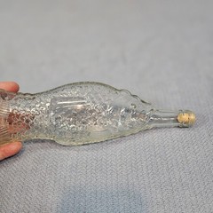Fish Shaped Clear Glass Wine Bottle 12” Tall Bottle corked CLEAN