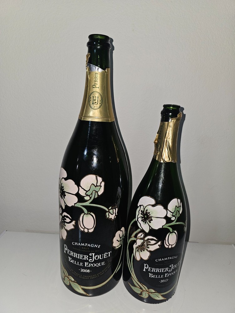 2 PERRIER JOUET BELLE EPOQUE EMPTY BOTTLE 3lt &1.5 lt 2008 jeroboam & MAGNUM