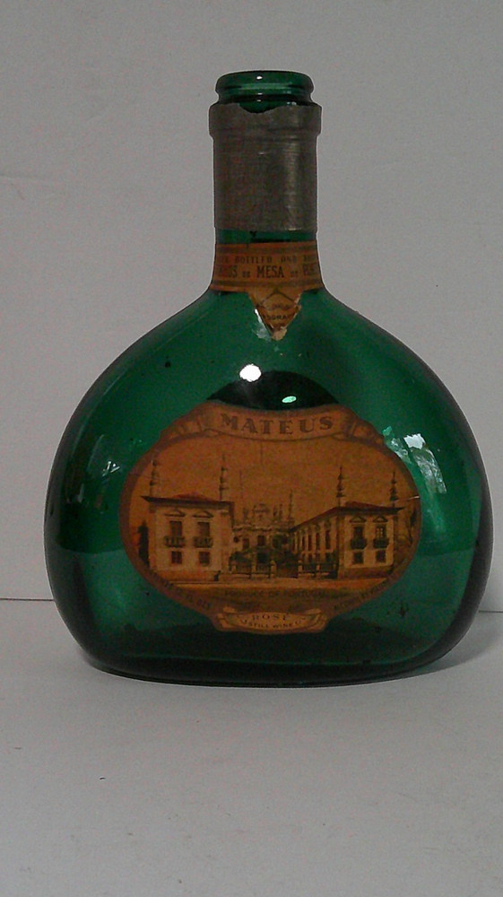 Vintage Mateus Rose Empty 12 Oz Green Wine Bottle Portugal