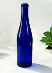 Cobalt Blue Glass Wine Bottle Small 10.75&Prime; Tall, Home Brew, New & Ready to Use!