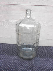 VINTAGE 5 GALLON WINE -WATER BOTTLE -JUG 22 x 10 in HEAVY EMBOSSED GLASS -XX 8 A