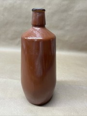 Vintage Lancers Ceramic Wine Bottle Vase Stoneware Portugal Glazed Red/Brown 9&Prime;H